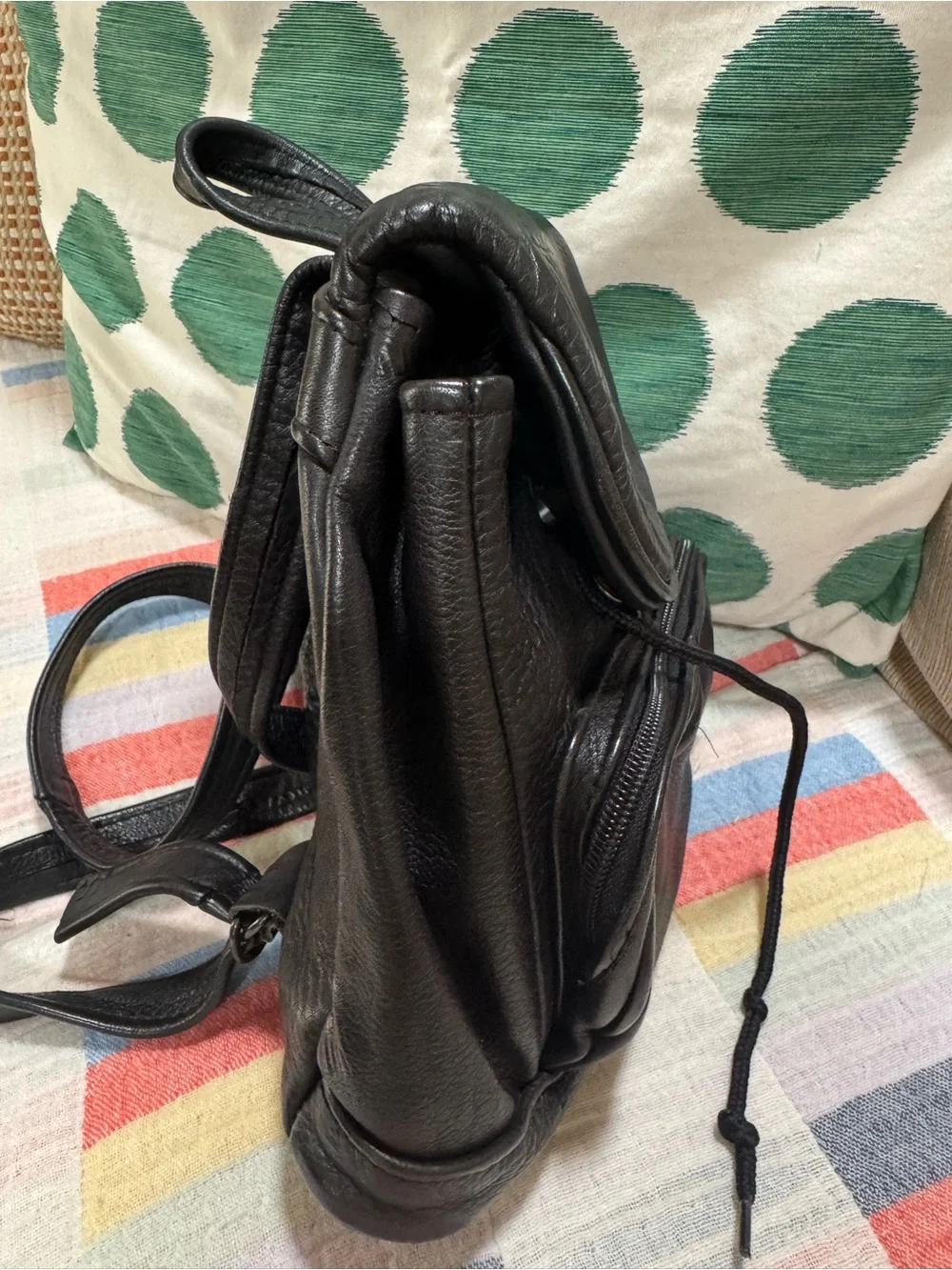 Vintage Domini Pelle Genuine Leather Mini Backpack Purse Black Made in Mexico